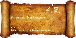 Aranyi Radamesz névjegykártya